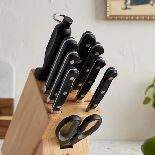 Vista 3 de HENCKELS Classic Razor-Sharp - Juego de 11 piezas con bloque de cuchillos, cuchillo de chef, cuchillo de pan, tenedor y cuchillo de trinchar