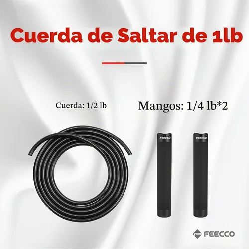 Vista 3 de FEECCO Weighted Jump Rope for Men, PVC Rope with Metal Handles and Ball Bearings