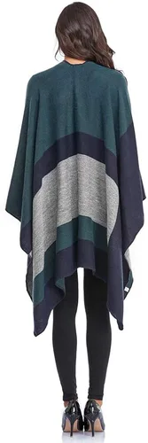 Vista 6 de Immerguter Capa tipo poncho tipo chal para mujer para otoño e invierno