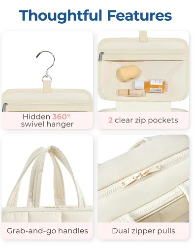 Vista 5 de Bolsa de viaje para artículos de aseo personal BAGSMART con organizador para joyas, bolsa de viaje colgante para artículos de tocador, organizador