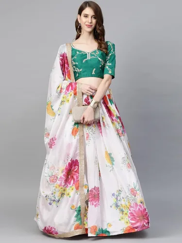 Vista 6 de Lehenga de red bordada cosida para mujer, blusa cosida con Dupatta, Rosa y dorado.