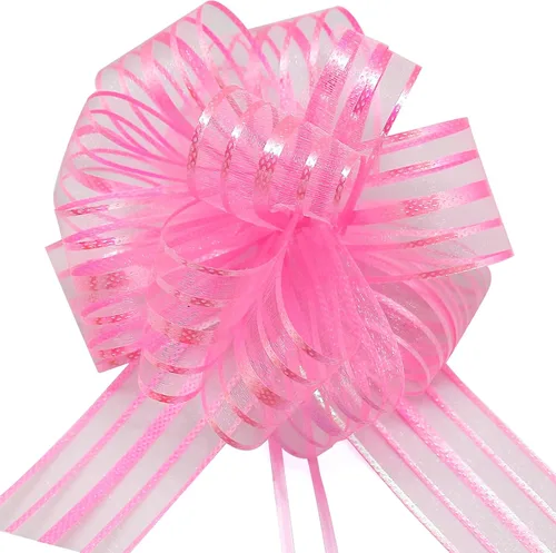 Vista 2 de FQTANJU Lazo decorativo, grande, organza, 6 pulgadas, rosa, 5 piezas