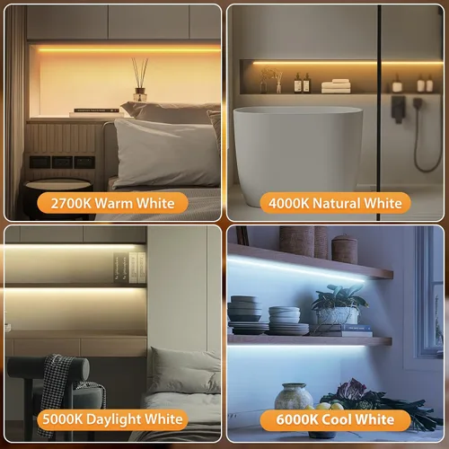 Vista 2 de Paquete de 3 Tiras de Luces LED de 6.6 Pies Alimentadas por Batería, Tira de Luz LED Blanca Cálida y Blanca Fría Alimentada por Batería, Luz