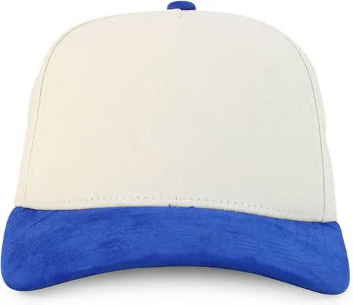 Vista 2 de Trendy Apparel Shop Gorra de béisbol combinada de 5 paneles de algodón y gamuza Piedra real
