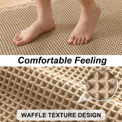 Vista 4 de JIUZHEN Tapete de Baño Mejorado con Diseño de Gofre Súper Absorbente Tapetes de Baño Antideslizantes Alfombras de Baño Lavables a Máquina de Secado