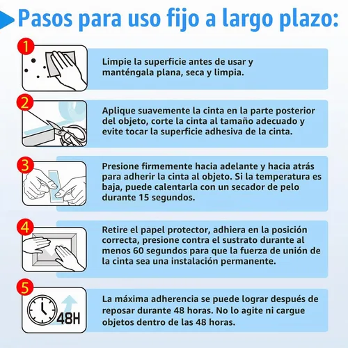 Vista 6 de PHIXBEAR Cinta de montaje extra grande de 1.2 x 240 pulgadas, súper resistente, doble cara, cinta adhesiva nanofuerte transparente y resistente