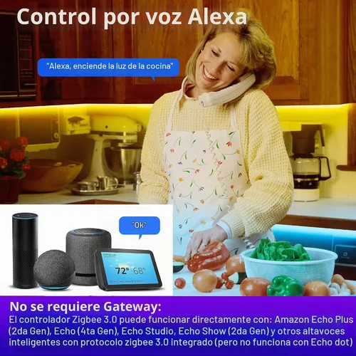 Vista 5 de GIDEALED Paquete de 2 controladores LED inteligentes ZigBee 3.0 de 2 salidas para tiras RGB de 4 pines regulables compatibles con Hub Bridge, Amazon