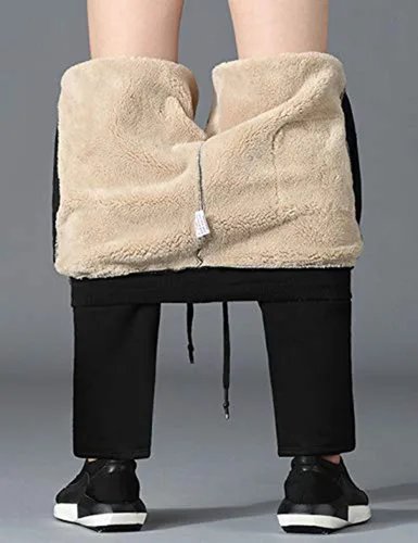 Vista 5 de Yeokou Pantalones deportivos térmicos de forro polar con forro polar para hombre