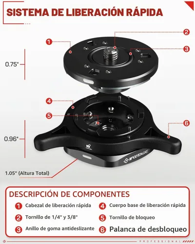 Vista 7 de IFOOTAGE Placa de liberación rápida para cámara Seastar Q1S