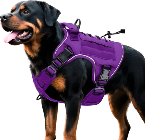 Vista 44 de Arnés táctico para perros grandes, chaleco reflectante ajustable sin tirones con sistema Molle, control de grado militar K9 para entrenamiento