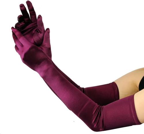 Vista 3 de NYFASHION101 Guantes largos clásicos de satén de longitud ópera para mujer 16BL Negro