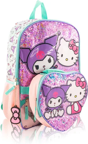 Vista 7 de Fast Forward Sanrio - Juego de mochila de Hello Kitty para niñas, mochila de viaje de 3 piezas con Hello Kitty, juego de accesorios de mochila
