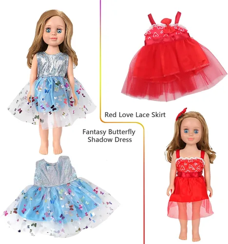 Vista 3 de MSYO 10 piezas de ropa de muñeca, ropa de muñeca de 18 pulgadas, ropa de muñeca de bebé, para muñecas de 16 a 18 pulgadas, vestidos de encaje