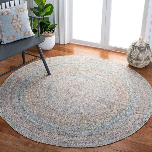 Vista 5 de SAFAVIEH Cape Cod Collection CAP224M - Alfombra redonda de 3 pies, hecha a mano, trenzada, color azul