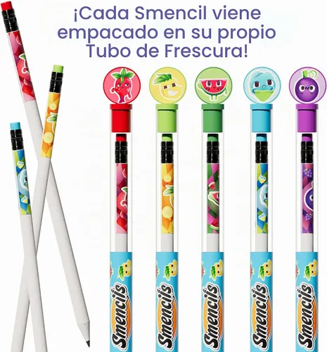 Vista 4 de Smencils - Lápices patentados de grafito perfumado gourmet HB #2 hechos de periódicos reciclados, 10 unidades, regalos para niños, suministros