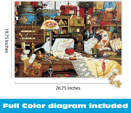 Vista 3 de Buffalo Games - 1000 piezas de rompecabezas plateadas seleccionadas Maggie the Messmaker Charles Wysocki, caja de papel de aluminio de regalo