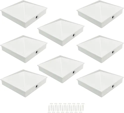 Vista 7 de Tapas blancas para postes de valla de 4 x 4 (3.5 pulgadas), paquete de 4 cubiertas de pirámide de aluminio con recubrimiento en polvo para vallas