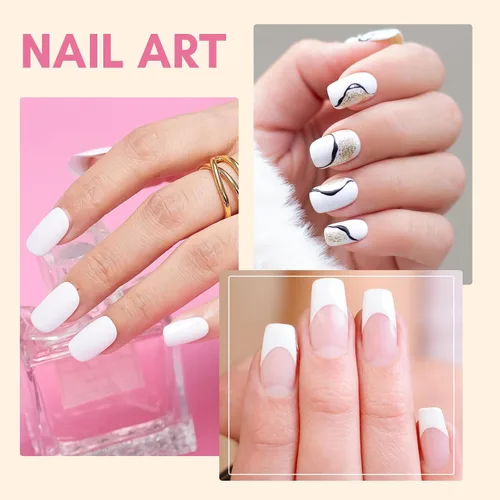 Vista 7 de Makartt - Esmalte de uñas en gel blanco de 15ml, gel Soak Off Blanc para luz UV LED, arte de uñas DIY, diseños de manicura, uso en salón y en casa