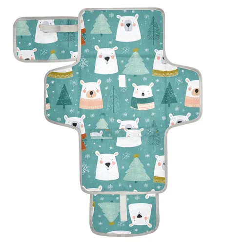 Vista 21 de Cambiador de pañales portátil con estampado de vaca beige y negro, impermeable, plegable, tapete cambiador de pañales de viaje para bebés, regalos