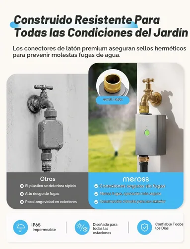 Vista 4 de meross WiFi Water Timer for Garden Hose, Brass Inlet & Outet, Rain Skip