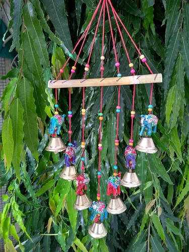 Vista 3 de Decoración para el hogar hecha a mano Adornos de puerta colgantes Campanas (tema de campana de elefante)