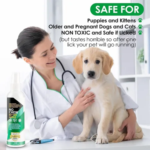 Vista 7 de Spray de manzana amarga para perros para dejar de masticar, 5.9 fl oz, espray antimasticable para perros, spray disuasorio natural para perros