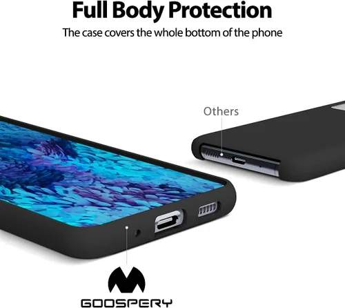 Vista 3 de GOOSPERY Funda de silicona líquida para Samsung Galaxy S20 (2020) Funda de goma con forro de microfibra suave - Negro