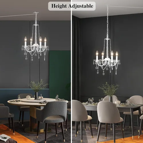 Vista 2 de ETONIMERR Lámpara de araña pequeña de cristal con enchufe Iluminación 4 luces Lámpara de araña moderna de cristal con cable de enchufe de 5.2 metros