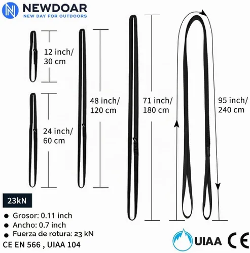 Vista 3 de NewDoar 16mm Cuerda de Escalada Certificada UIAA CE, 23KN Certificada EN566, Cordón Utilitario para Escalada en Roca, Creación de Sistemas de Negro