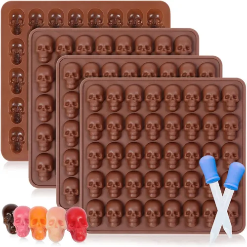 Vista 15 de Molde de silicona de calavera, moldes de silicona para Halloween, moldes para gomitas, paquete de 2 moldes de chocolate de Halloween, mini moldes