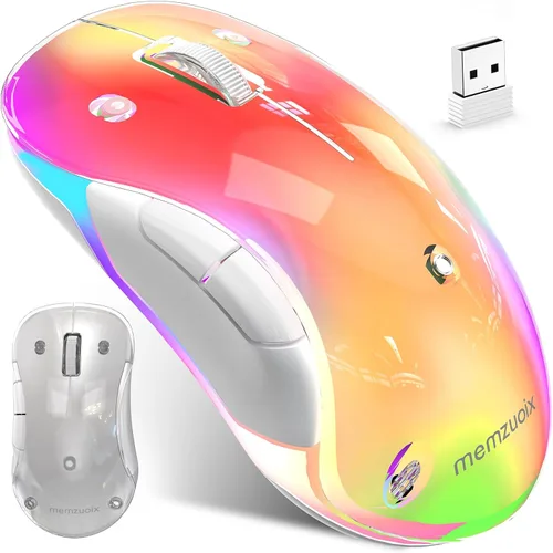 Vista 11 de Memzuoix ratón inalámbrico LED 2.4G, ratón recargable ergonómico con cubierta desmontable, ratón óptico portátil de 1200 DPI con receptor USB