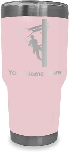 Vista 23 de LaserGram Taza aislada al vacío de 20 onzas, Lineman, grabado personalizado incluido (negro)