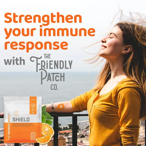 Vista 6 de The Friendly Patch Shield - Parche de apoyo inmunitario Potenciadores inmunológicos portátiles para adultos con vitamina D3, C y zinc 28 parches