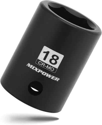 Vista 28 de Zócalo de impacto poco profundo de 1/2", CR-MO, 1-1/4", 6 puntos, diseño de esquina de radio, tuerca de eje de grado de impacto para fácil extracción