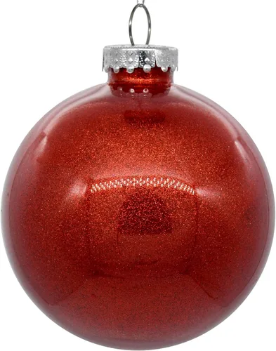 Vista 17 de Vickerman Adorno navideño de bola transparente de 3 pulgadas con interior de purpurina dorada antigua. Oro envejecido
