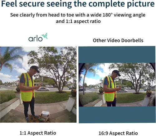 Vista 13 de Timbre con video Arlo Essential con cable - Video HD, vista de 180°, visión nocturna, audio de 2 vías, instalación DIY (se requiere cableado)