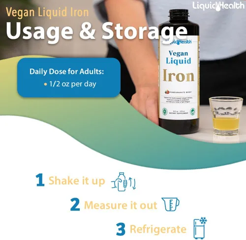 Vista 4 de LIQUIDHEALTH Suplemento vegano de hierro líquido con hierro SunActive y Ferrochel, energía natural, sistema inmunológico y apoyo metabólico, aumenta