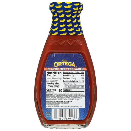 Vista 9 de Salsa picante para tacos Ortega Blazin’ Fire, 8 onzas