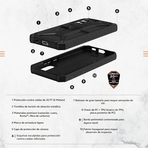 Vista 3 de URBAN ARMOR GEAR UAG Monarch - Funda para Galaxy S22 Plus, color negro Monarca - Negro