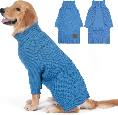 Vista 43 de cyeollo Suéter para perro pequeño, suéteres cálidos de cuello alto para perros pequeños, sudadera tejida para perrito con mangas, suéter de otoño e