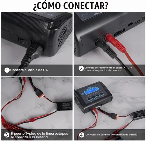 Vista 3 de Cargador LiPo, 150W 10A Cargador de batería de equilibrio rápido para RC Negro