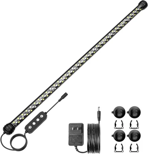 Vista 10 de SEAOURA Luz LED para acuario con temporizador, luz sumergible para plantas de acuario, luz de tanque de peces con encendido/apagado automático, 3