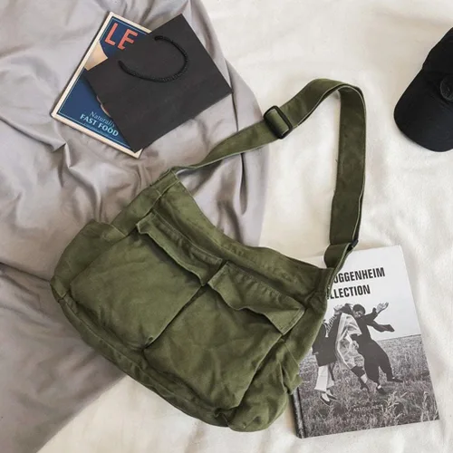 Vista 7 de Bolso cruzado Hobo de gran capacidad, bolso cruzado de lona para mensajero de viaje, bolso de hombro casual