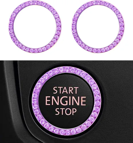 Vista 13 de Anillo brillante para botón de arranque del motor, llave de encendido y perilla de cristal con diamantes de imitación, decoración de diamantes