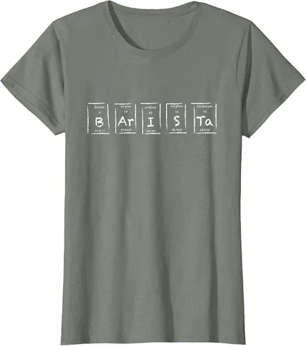 Vista 4 de Barista Espresso Latte Cappuccino Coffee Periodic Table T-Shirt Asphalt Grey
