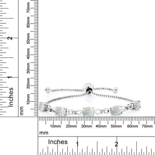 Vista 80 de Gem Stone King Pulsera de tenis de diamantes cultivados en laboratorio con piedra natal de 3-6 quilates para mujer, plata de ley 925, ovalada