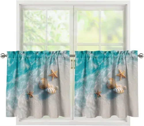 Vista 78 de God Bssing You Tier Curtains for July 4Th 2026 27.5x24 2 Panels Light Filtering Half Window Rod Pocket for Kitchen/Bathroom