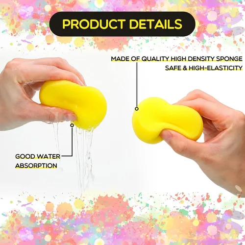 Vista 4 de Zhehao 60 Pcs Round Painting Sponge 3 Inch Yellow Synthetic Artist Sponges for Painting, Crafts, Ceramics, Pottery, Watercolor, Household Use