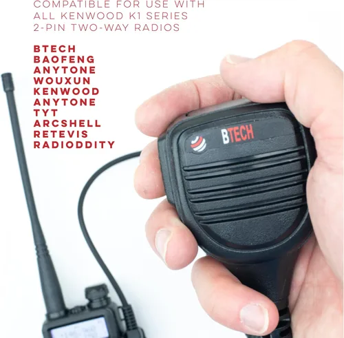 Vista 7 de BTECH QHM22 - Micrófono de altavoz IP54 resistente a la intemperie, micrófono de hombro de grado comercial premium para BAOFENG (UV-5R BF-F8HP)