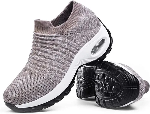 Vista 3 de Zapatos deportivos para caminar de malla para mujer, diseño moderno con cámara de aire, sin cordones, zapatos para bailar jazz, zapatos de baile